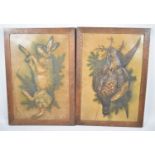 A Pair of Continental Framed Pressed Card Studies of Game, 59cm high