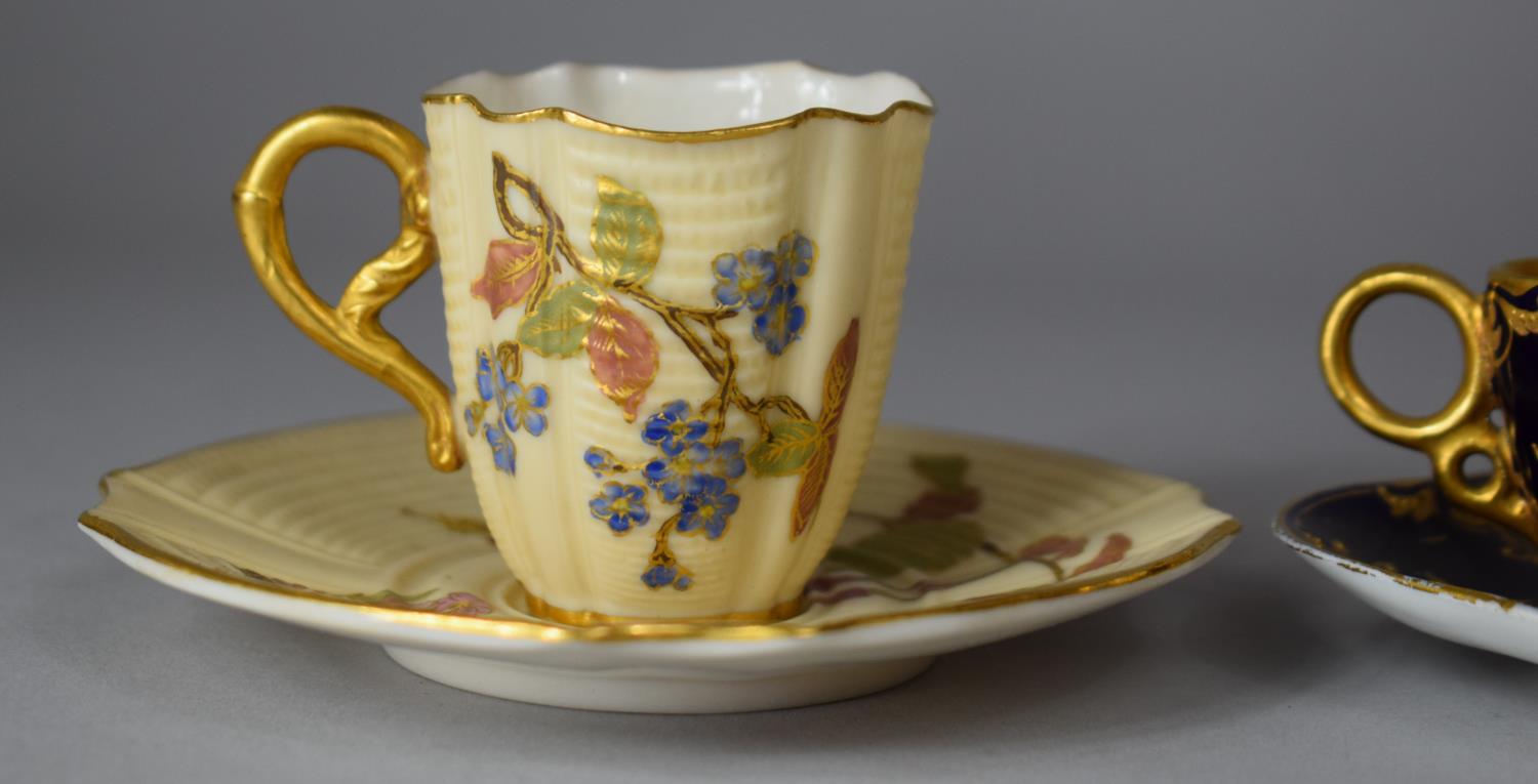 Three Miniature Cabinet Cups and Saucers to Include Gilt and Black Glazed Coalport and Two Royal - Image 3 of 5