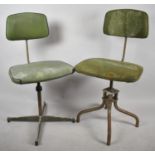 Two "Leabank" Vintage Swivel Industrial Machinist's Chairs