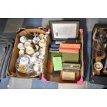 Two Boxes Containing Various Ceramics to Include Decorated Plates, Coffee and Tea Wares, Books and