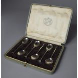 A Cased Set of Six Silver 'Seal Top' Coffee Spoons, London 1924