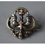 A Small Silver Brooch with Gold Byzantine Cross and Crown, European Keep Safe Piece