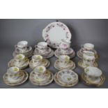 A Collection of Various Part Teasets Pair Gilt and Floral Patterned and Rose Pattern Examples