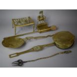 A Collection of Various Brassware to include Chestnut Warmers, 19th Century Knight Fireside,