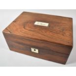A Late 19th Century Rosewood Work Box with Hinged Lid and Inner Removable Tray, Mother of Pearl