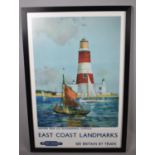 A Framed Reproduction Railway Poster, "East Coast Landmarks", 90cm high