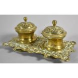 A Late 19th/Early 20th Century Inkstand with Two Moulded Inkwells on Rectangular Base, 18cm wide