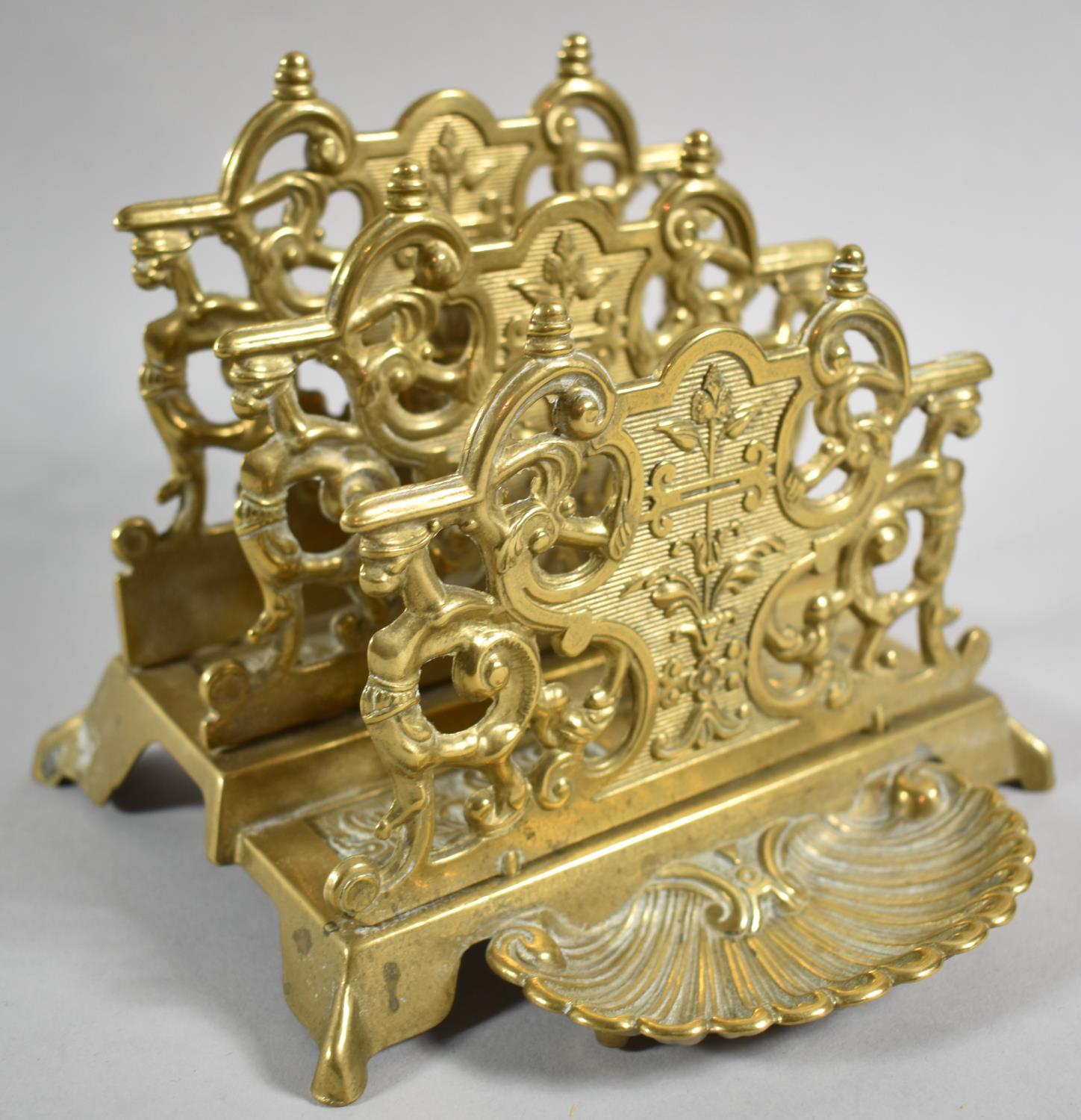 A Reproduction French Style Brass Two Division Letter Rack In the Second Empire Style, 15cm wide - Image 2 of 2