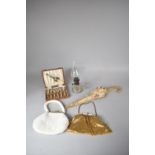 Two Vintage Ladies Bags, Parasol, Glass Oil Lamp and Cased Set of Grapefruit Spoons etc