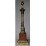 A Corinthian Column Table Lamp on Square Plinth Base, 54cm high