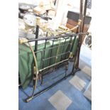 A Late Victorian/Edwardian Brass Mounted and Iron Single Bed Frame, 92cm wide