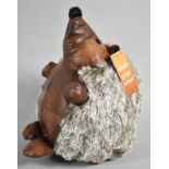 A New and Unused Leather Doorstop in the Form of a Hedgehog, 23cm high