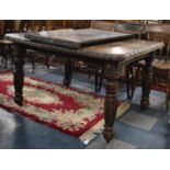 An Edwardian Carved Oak Wind Out Dining Table with One Extra Leaf, 178x140cm when Fully Extended