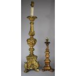 Two Gilt Table Lamps, Both Require New Fittings, Tallest 72cm high