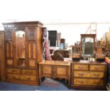 A Late Victorian Three Piece Walnut Bedroom Suite Comprising Bedroom Chest, Washstand (With
