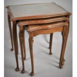 A Mahogany Framed Nest of Three Tables with Glass Fronts, 56cm wide