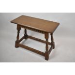 A Mid 20th Century Rectangular Topped Oak Stool, 60cm wide