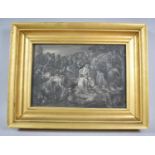 A Small Gilt Framed Engraving Depicting Battle Scene, 20cm Wide