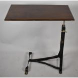 A Vintage Metal Based Adjustable Bed Table, 65x35cm Top