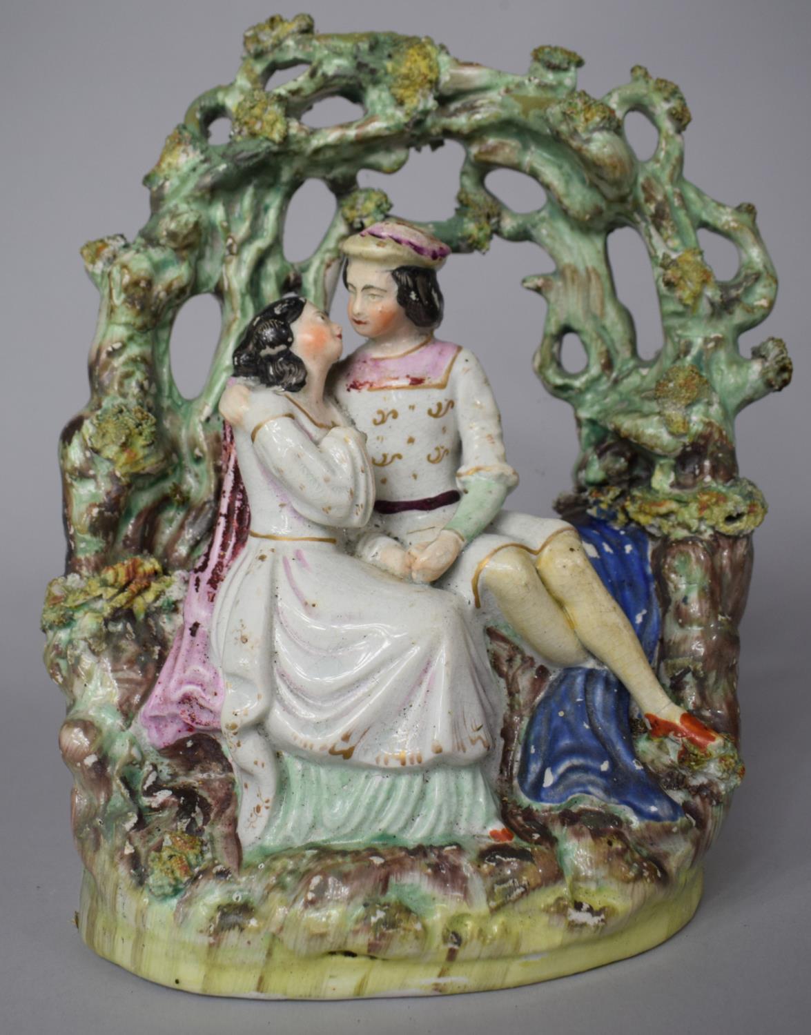 A 19th Century Staffordshire Flatback, Romeo and Juliet in Bower, 24cm high