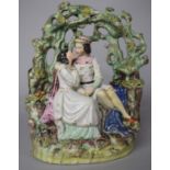 A 19th Century Staffordshire Flatback, Romeo and Juliet in Bower, 24cm high