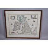 A Framed Reproduction Willem and Johan Blaeu Map of Britain and Ireland, 49cm wide