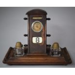 A Late Victorian/Edwardian Desk Top Inkstand Calendar with Two Ink Bottles, Date and Month