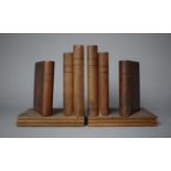 A Pair of Wooden Bookends in the Form of Books, 15cm high