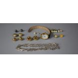 A Collection of Gold and Yellow Metal Costume Earrings, Rotary Gold Plated Wrist Watch and Italian
