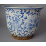 An Oriental Blue and White Planter, 28cm Diameter