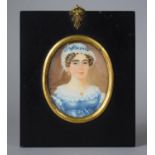 A Framed 19th Century Miniature Portrait of a Lady, The Paper Label Inscribed Verso "Mrs Miller,