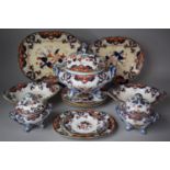 An Imari Patterned 19th Century Part Dinner Service to include Large Lidded Tureen and Two Smaller