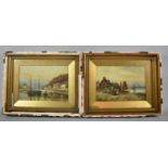 A Pair of Gilt Framed Dutch Oils Depicting Estuary Scenes, Early 20th Century, 21cm wide