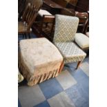 An Upholstered Modern Box Stool and Vintage Ladies Nursing Chair