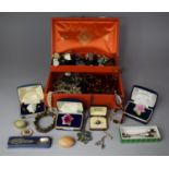 A Vintage Jewellery Box Containing Costume Jewellery