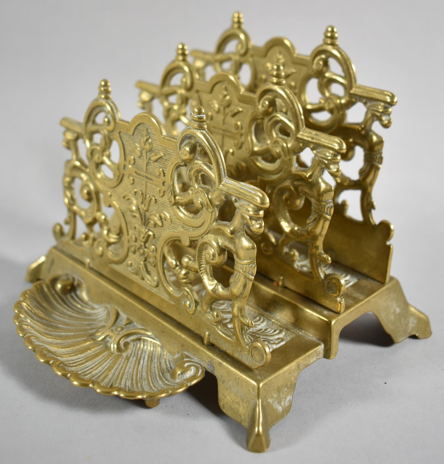 A Reproduction French Style Brass Two Division Letter Rack In the Second Empire Style, 15cm wide