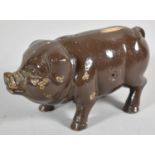 A Brown Painted Cast Metal Money in the Form of a Pig, 21cm Long