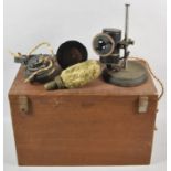 A Pair of WWII British Army Headphones, DLR No.3 Together with RJB 7 Scientific Lamp etc