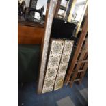 Three Late 19th Century Metal Framed Fireside Panels Containing Tiles Together with a Surveyor's