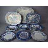 A Collection of Various Blue and White China to include Ceramic Handled Knives, Various Bowls and