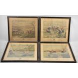 A Set of Four Coloured Prints, The Grand Leicestershire Fox Hunt After Alken, Each 50cm Wide
