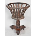 A Victorian Mahogany Planter with Slatted Body and Acanthus Carving to Vase Support, Triform Base,