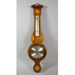 A Modern Inlaid Wall Barometer with Thermometer by Comitti, London, 67cm high