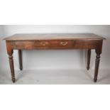 A 19th Century Oak Serving Table with Three Planked Top, Centre Drawer and Turred Spiral Supports,