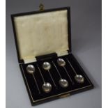 A Cased Set of Six Silver Coffee Bean Spoons, Birmingham 1956