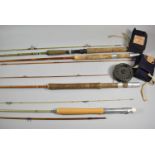 Two Vintage Split Cane Fly Rods, "The Dauntless" Together with Two Other Rods and an Intrepid Reel
