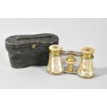 A Late 19th Century/Early 20th Century Cased Pair of Mother of Pearl Mounted Opera Glasses