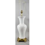 A Ceramic and Brass Based Table Lamp, No Shade, 58cm high