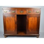 A 19th Century Mahogany Sideboard with Three Drawers Over Cupboard Base, Missing Centre Cupboard