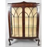 A Mid 20th Century Bow Fronted Display Cabinet with Galleried Back and Two Inner Glass Shelves, 86cm